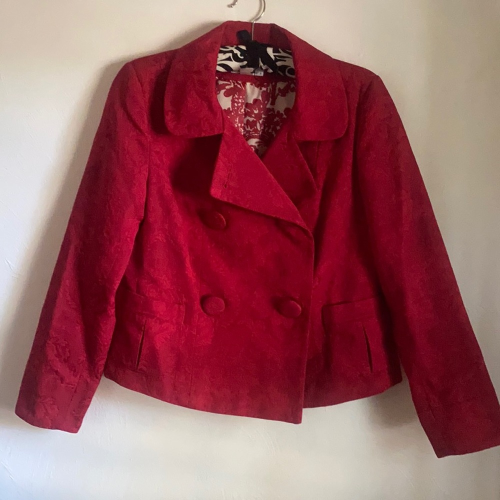 Gorgeous red jacquard blazer by Talbots.